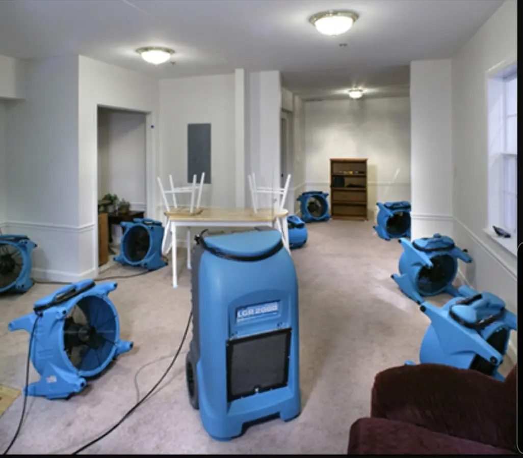 Air movers and dehumidifier setup for Water Extraction & Removal in Raleigh Hills