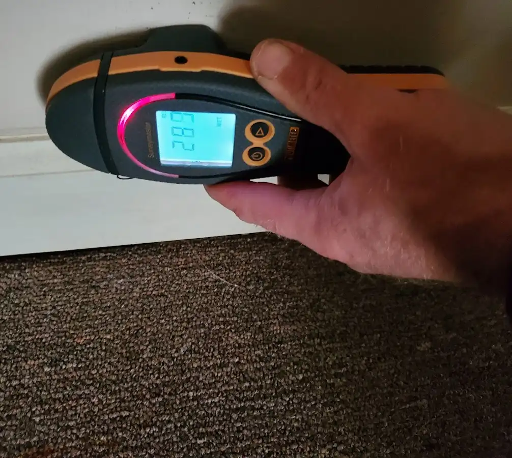 Moisture detection at baseboard during Sewage Cleanup & Sanitation in Raleigh Hills